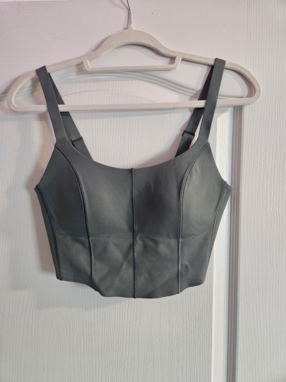 aerie Dark Gray Structured Crop Tank